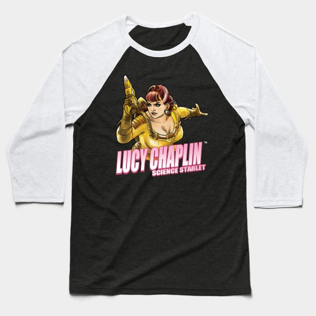 Lucy Chaplin "Ray Gun" Baseball T-Shirt by DrewEdwards